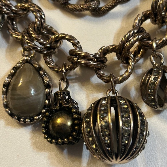 Loft Chunky Layered Necklace w Chains & Charms - Picture 6 of 8